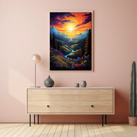 Vibrant Fantasy Landscape Sunrise Sunset National Park Poster