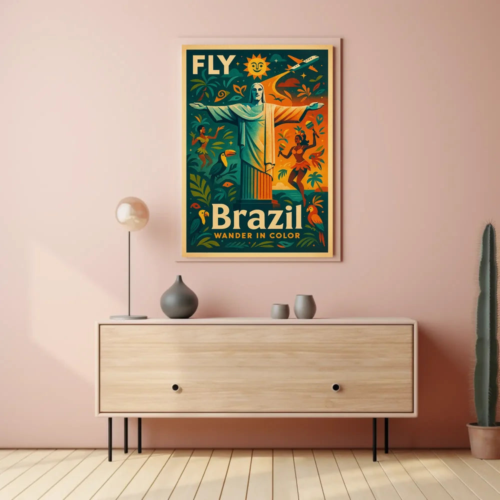 Brazilian Travel Adventure Retro Vibrant Colorful Travel Poster PosterGoat