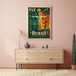 Brazilian Travel Adventure Retro Vibrant Colorful Travel Poster PosterGoat