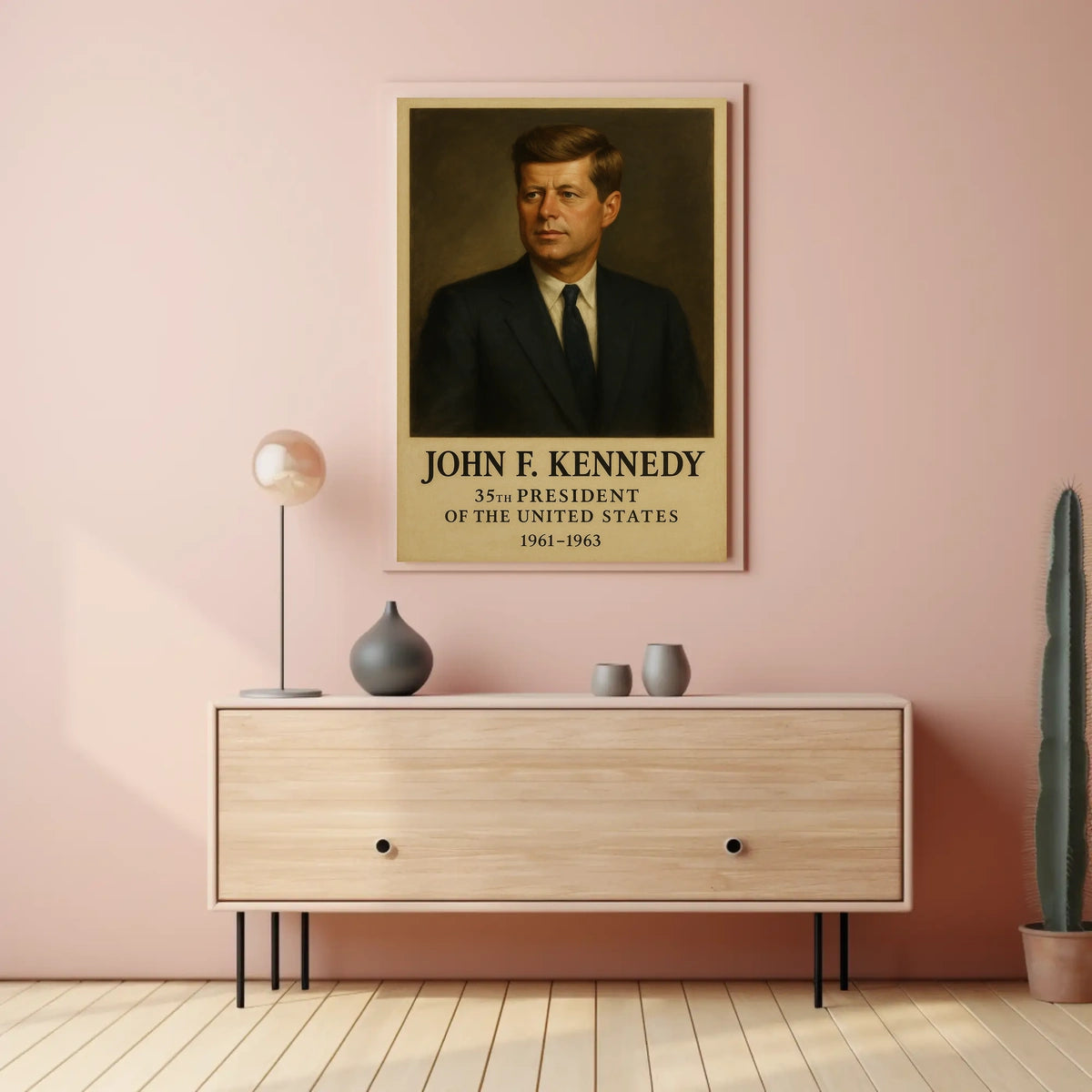 John F. Kennedy Portrait from 1960s Historical Presidential Poster