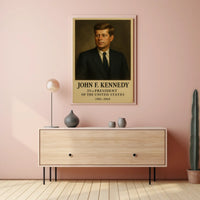 John F. Kennedy Portrait from 1960s Historical Presidential Poster
