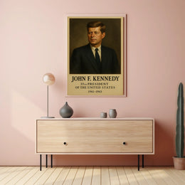 John F. Kennedy Portrait from 1960s Historical Presidential Poster