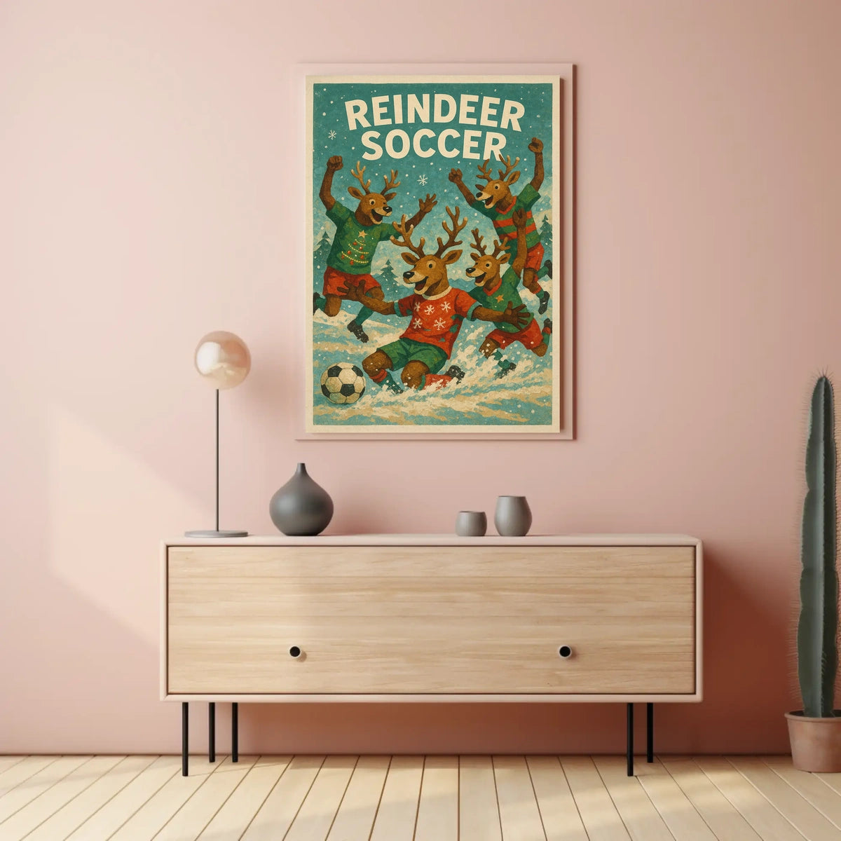 Reindeer Soccer Poster