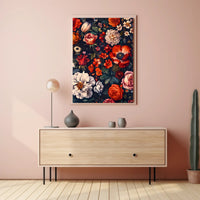 Floral Symphony Against Darkness: Artistic Poster