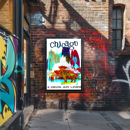 Chicago Vintage Travel Air Lines Poster