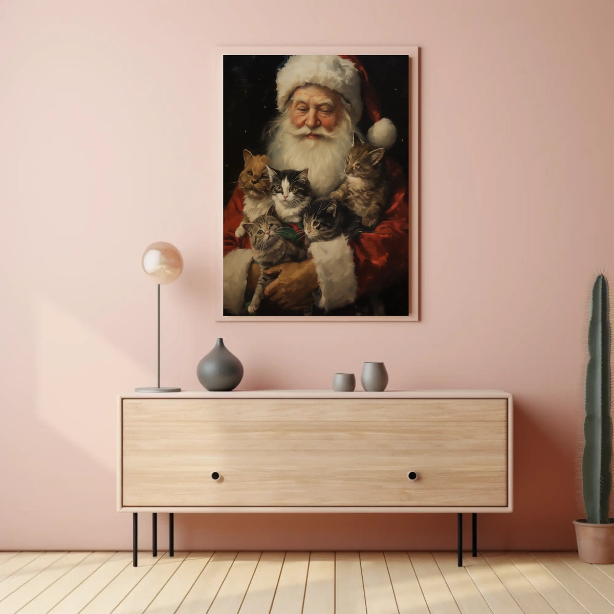 Santa Claus With Kittens Poster