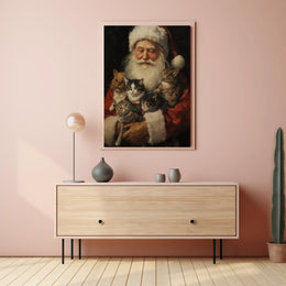Santa Claus With Kittens Poster