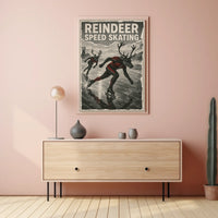 Reindeer Speed Skating: Whimsical Fantasy Sports Poster