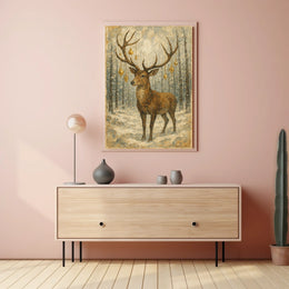 Majestic Winter Stag Poster