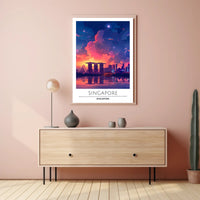 Singapore Skyline Sunset Vista Urban or Cityscape Poster