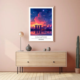 Singapore Skyline Sunset Vista Urban or Cityscape Poster