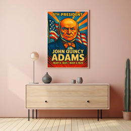 John Quincy Adams 6th President of the United States Colorful Comic Book Style Poster