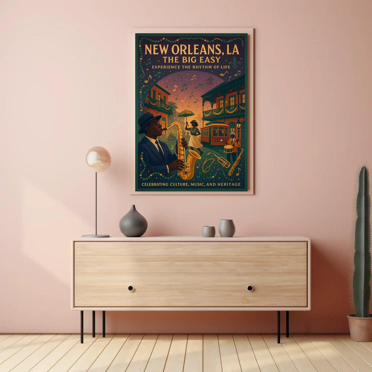 New Orleans Vintage Music Scene Art Poster