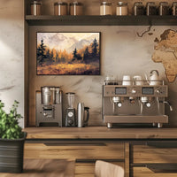 Autumn Tranquility: Impressionistic Forest and Mountains Poster