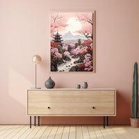Tranquil Cherry Blossom Landscape Poster