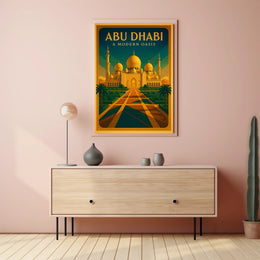 Abu Dhabi Oasis Elegance Vintage Travel Poster