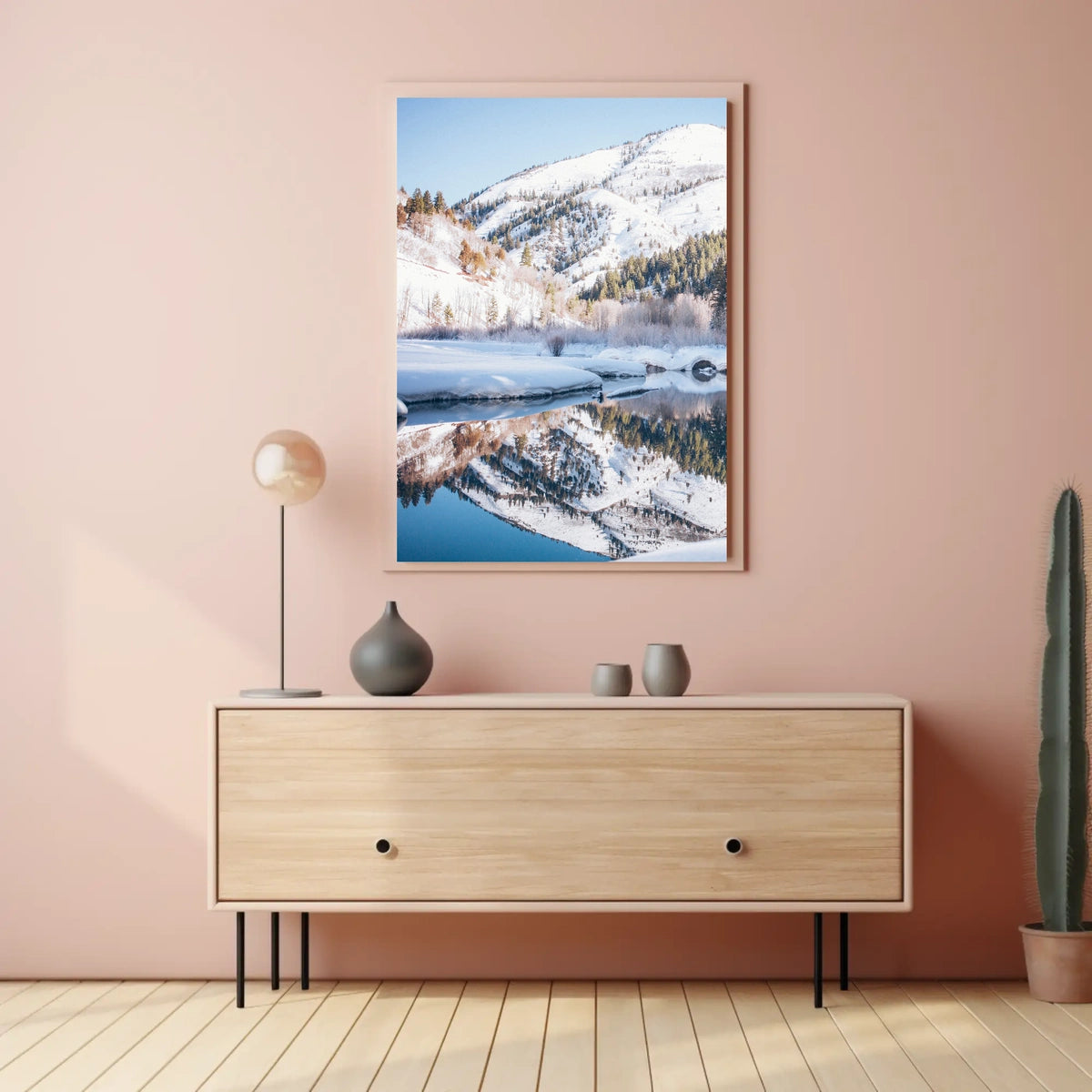 Serene Winter Mountain Reflection National Park Poster