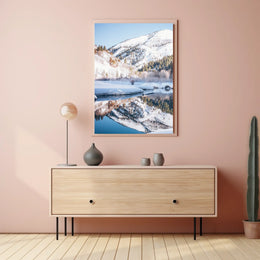 Serene Winter Mountain Reflection National Park Poster