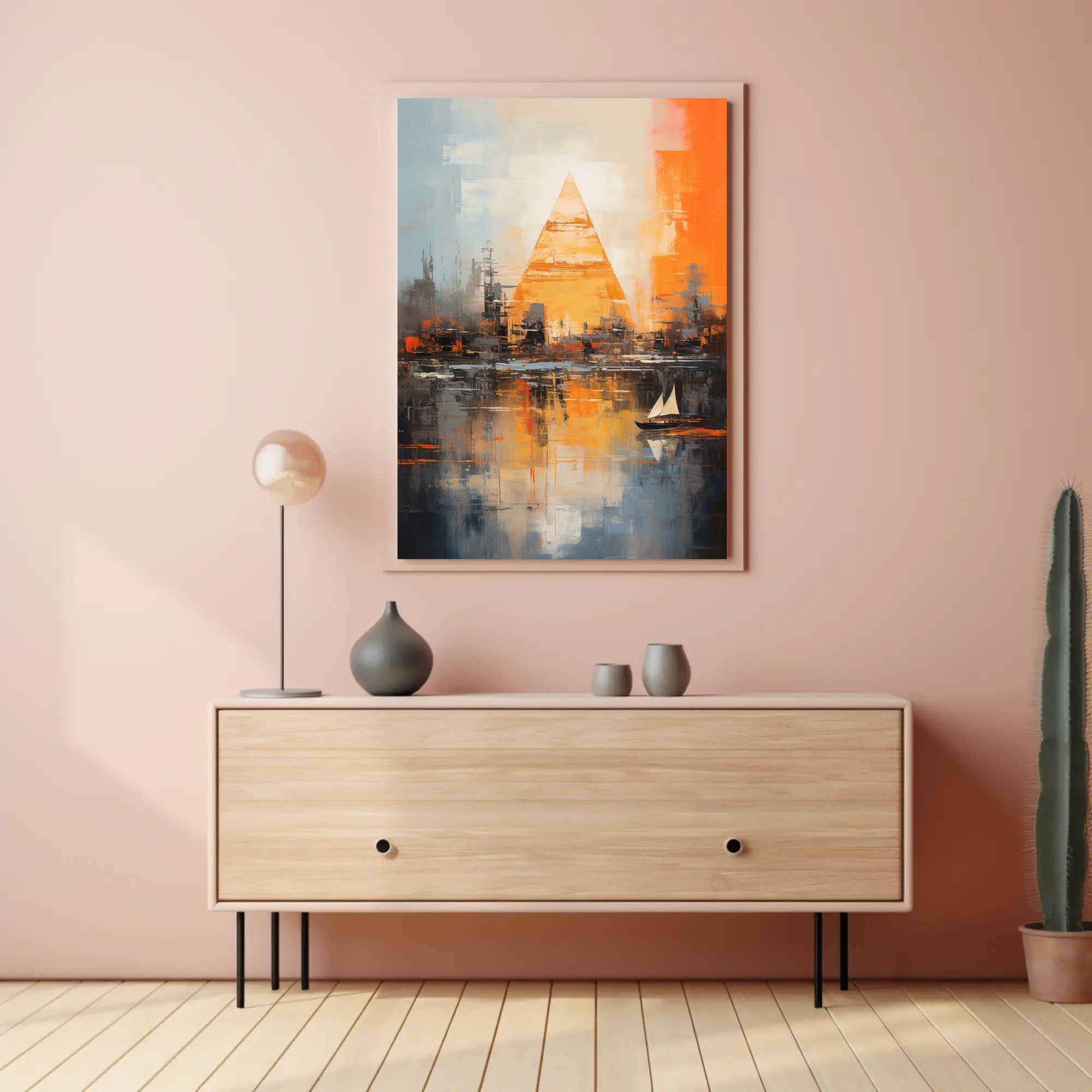 Pyramid Oasis Dreamscape Abstract Artistic Poster
