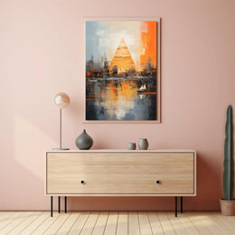 Pyramid Oasis Dreamscape Abstract Artistic Poster