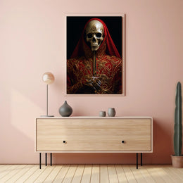 Regal Elegance In Red And Gold Poster PosterGoat