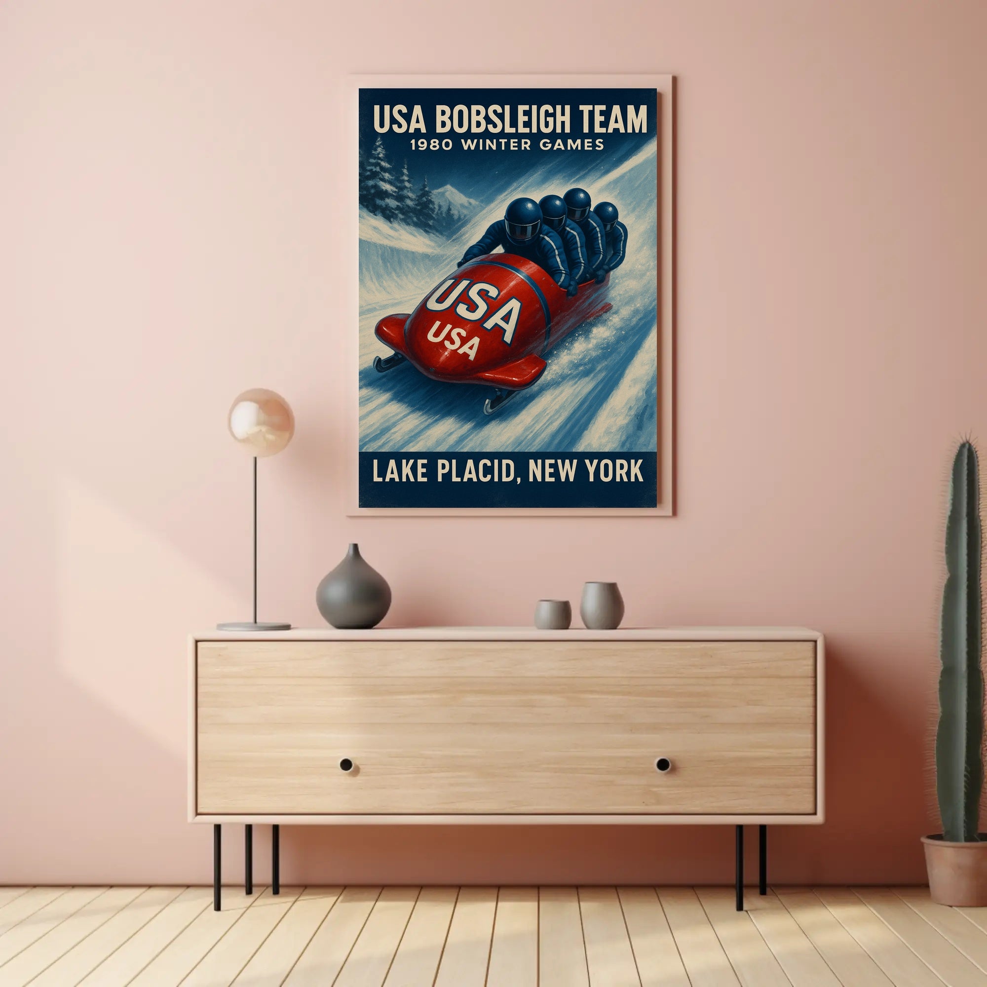 1980 Winter Games Usa Bobsleigh Team Poster