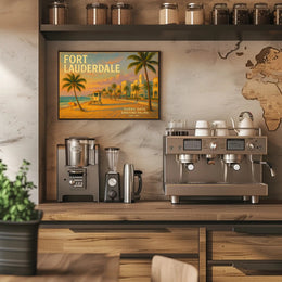 Fort Lauderdale Beach Scene Travel Poster