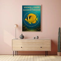 Raccoon Butterflyfish Underwater Artistic Vintage Poster