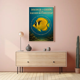 Raccoon Butterflyfish Underwater Artistic Vintage Poster