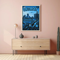Detroit Skyline and Sports Poster PosterGoat