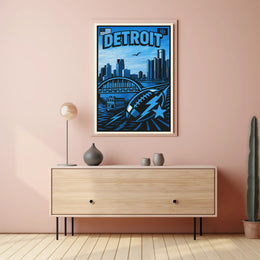 Detroit Skyline and Sports Poster PosterGoat