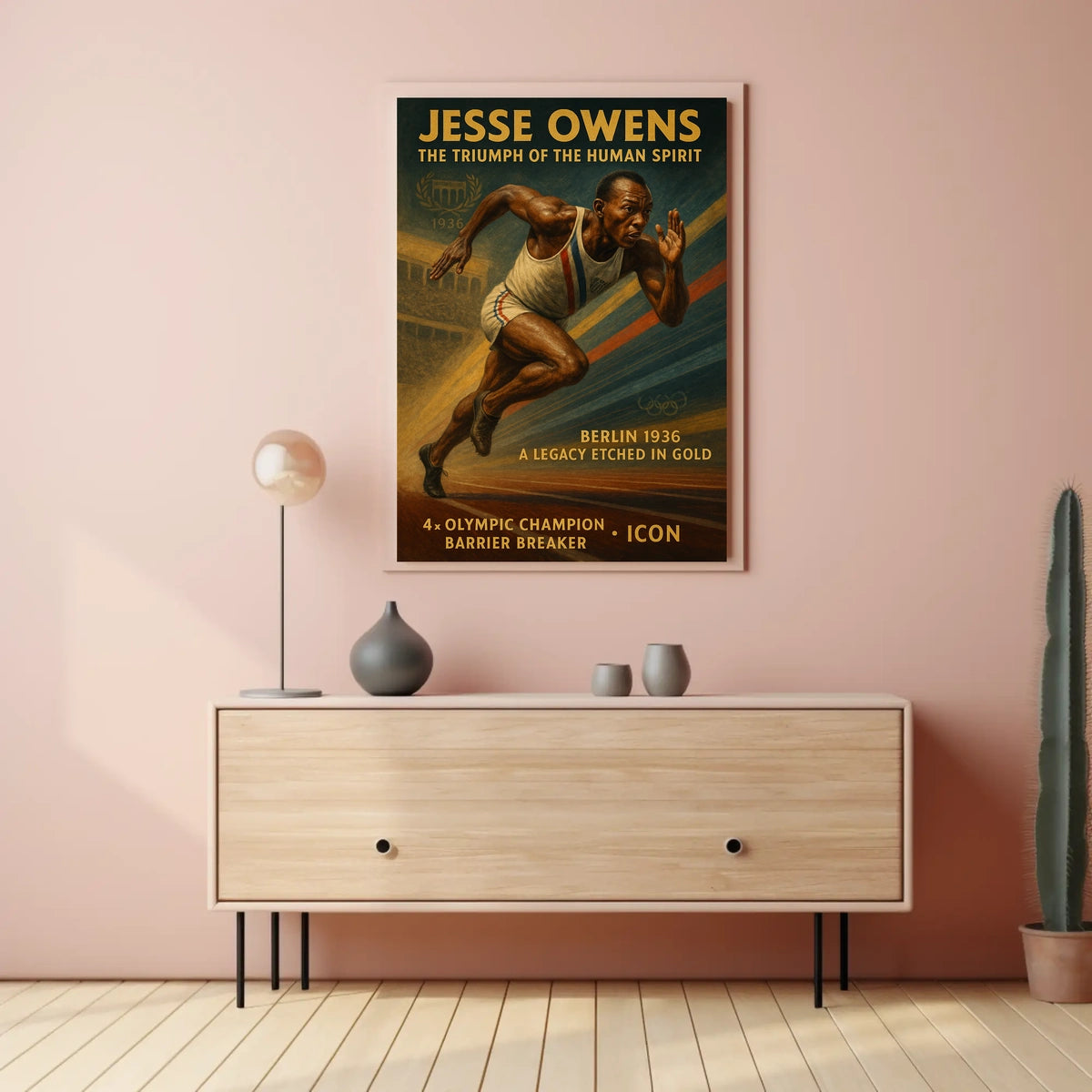 Jesse Owens Berlin Olympics Vintage Art Poster