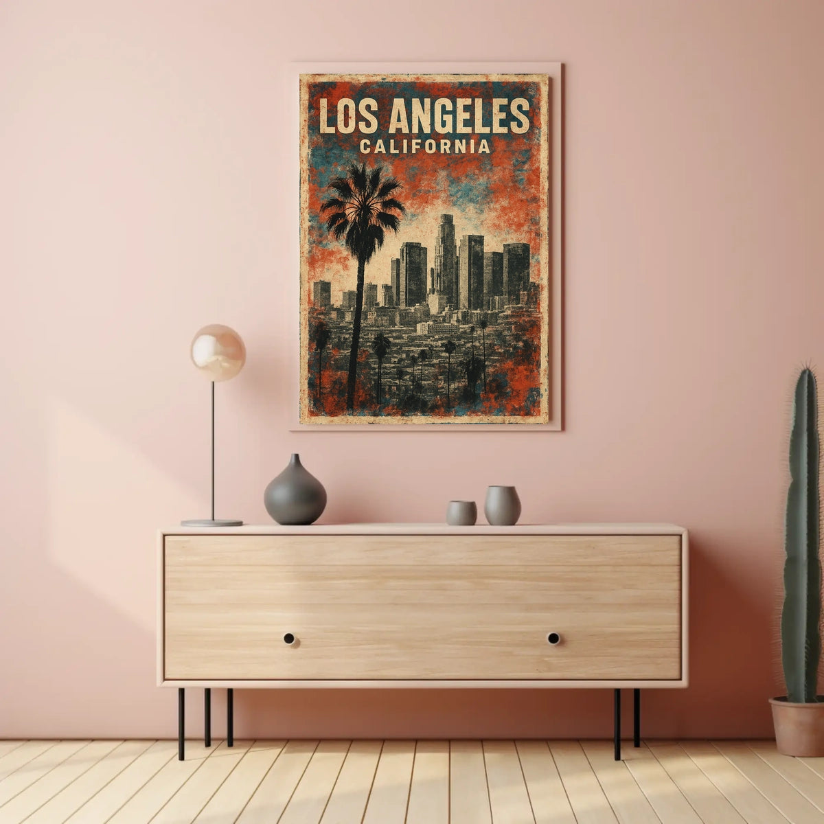 Los Angeles Vintage Cityscape Palm Retro Poster