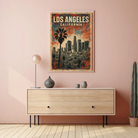 Los Angeles Vintage Cityscape Palm Retro Poster