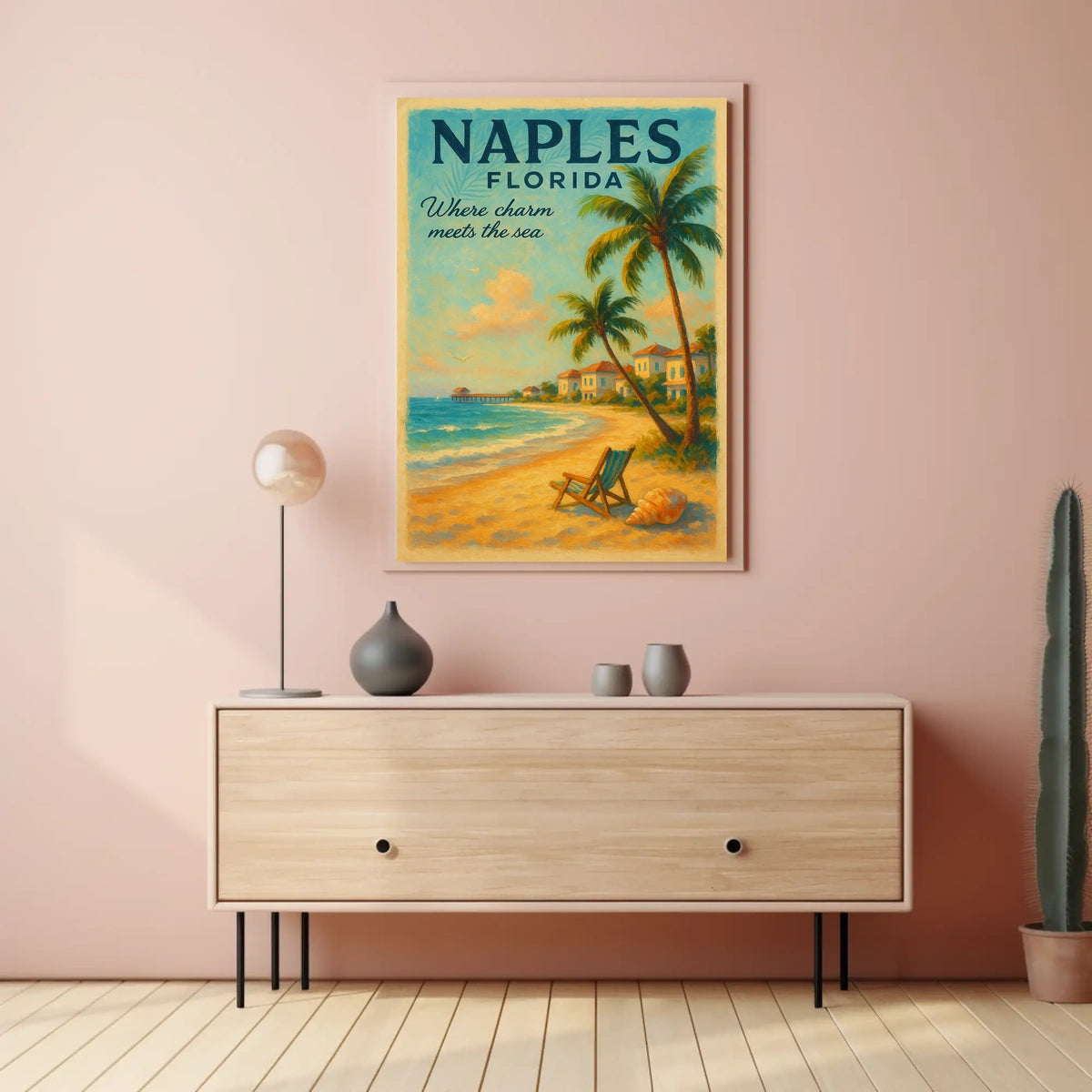 Serene Coastal Charm Vintage Poster: Naples, Florida