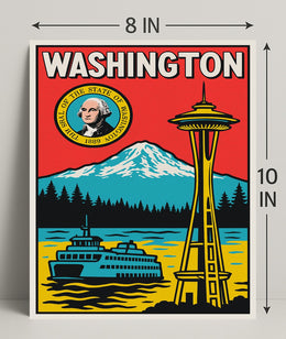 Washington State Landmarks Poster PosterGoat