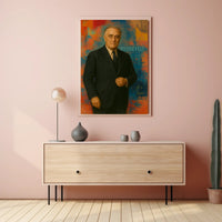 Roosevelt Portrait on Abstract Background: Historical or Presidential Poster