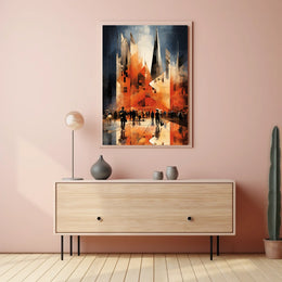 Majestic City Skyline Explored: Abstract, Artistic Poster