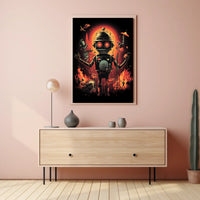 Robo Rock Revolution Poster Cyberpunk Synthesis Wall Art