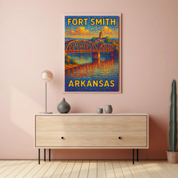 Fort Smith Arkansas Bridge Vintage Art Collector Poster