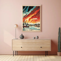 Yellowknife Northern Lights Vintage Travel Poster
