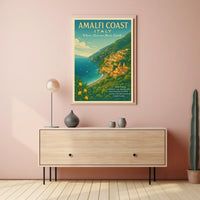 Amalfi Coast Travel Vintage Style Poster