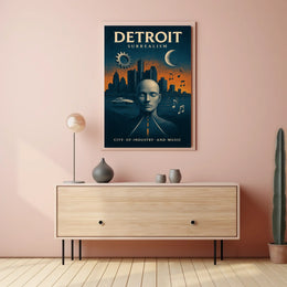 Detroit Heritage Industrial Music Skyline Poster