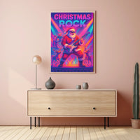 Christmas Rock Santa Guitar Festive Poster