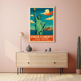 Statue Of Liberty And Ellis Island Poster