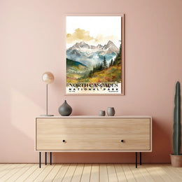 North Cascades Watercolor Wall Art Poster