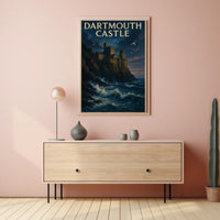 Dartmouth Castle Sunset on the Cliffs Travel Poster