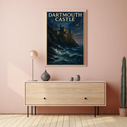 Dartmouth Castle Sunset on the Cliffs Travel Poster