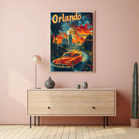 Vintage Orlando Adventure: Classic Car Travel Poster