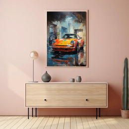 Vibrant Classic Car In Urban Garage Poster PosterGoat